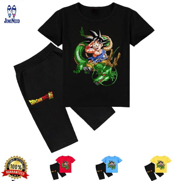 Set Áo Thun Tay Ngắn In Hình Dragon Ball + Quần Short Thời Trang Cho Béy027