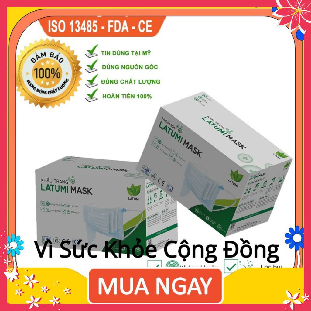 [SALE SỐC] Khẩu Trang Y Tế 4 Lớp Combo 11 Hộp LATUMI Thông Thường, Ngăn Bụi Bẩn ,Siêu Dày sakukeeee.shop