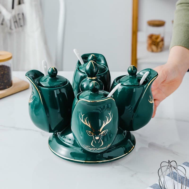 [ hàng sẵn ] [ kèm ảnh thât 100% ] Bộ Kệ Đựng Gia Vị Nhà Bếp Chân Đế Xoay 360 độ- Bộ nhà bếp dercor siêu tiện lợi