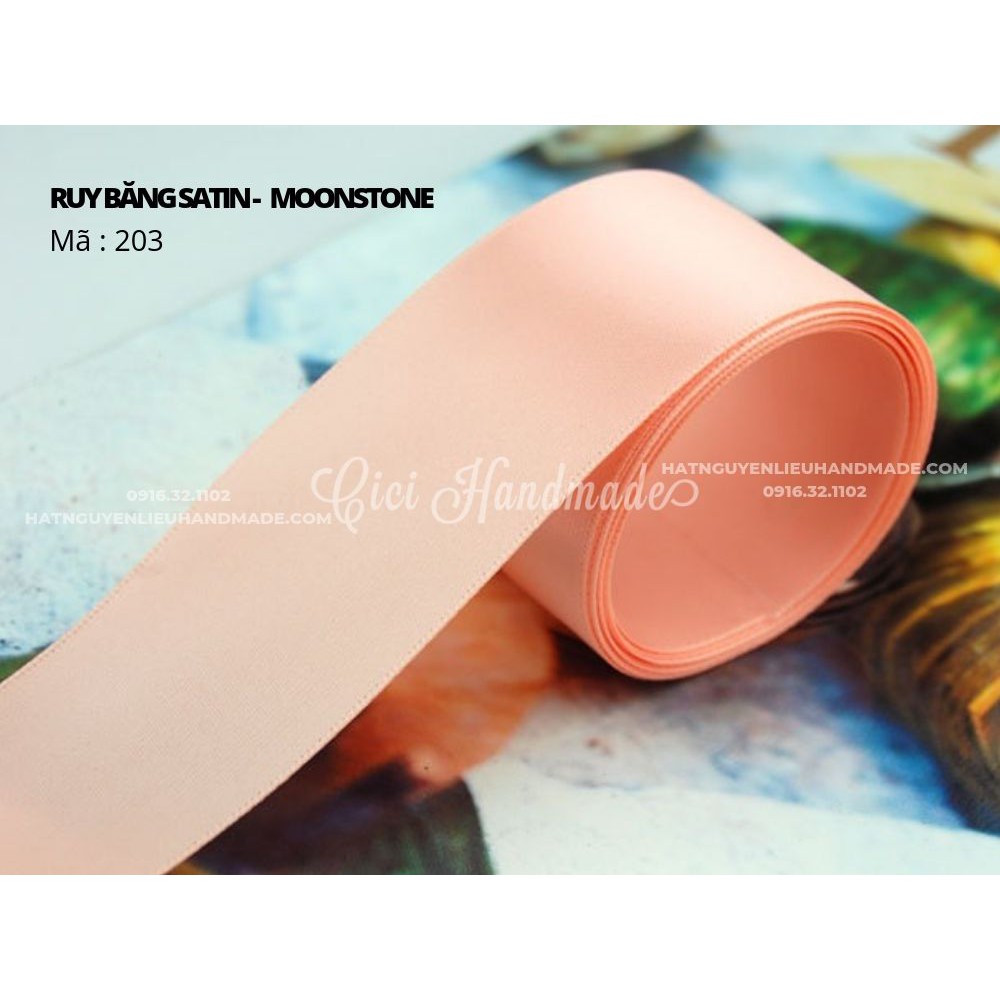Cuộn 5M Ruy băng Satin 2 mặt màu hồng nhạt hồng nude be - link 8/9 Cici Handmade ruyban gấm hoa lụa ruyban ribbon satin
