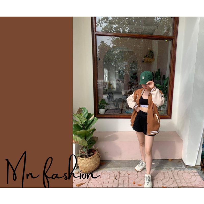 Áo khoác Bomber Nhung Unisex form rộng