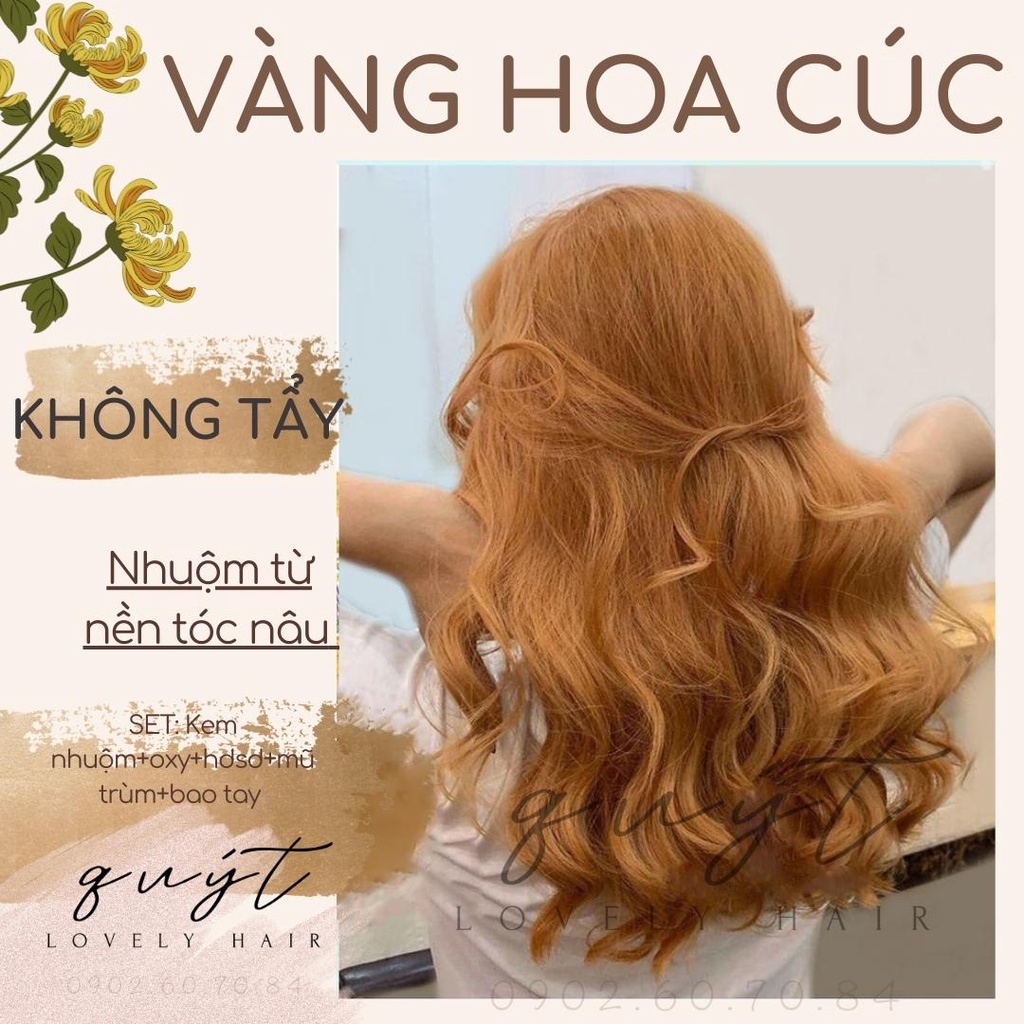 Kem Nhuộm Tóc Thảo Dược Vàng Hoa Cúc - Nhuộm Trên Nền Tóc Nâu - Không Tẩy - Tặng Oxy