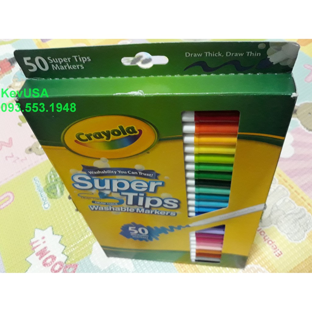 [HCM] Bút lông Crayola Super Tips Washable Markers 50 màu tô nét thanh mỏng và dày đậm Made in Italy - Mua ở Mỹ