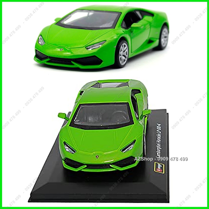 Xe Mô Hình Kim Loại Lambo Huracan Tỉ Lệ 1:32 - Bburago - Hộp Mica - Xanh - 9751.1