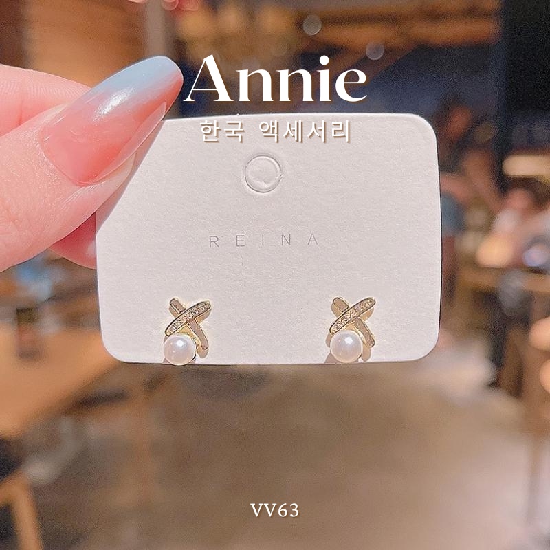 Bông tai ngọc trai nhân tạo mini chui bạc 925 Annie- VV63