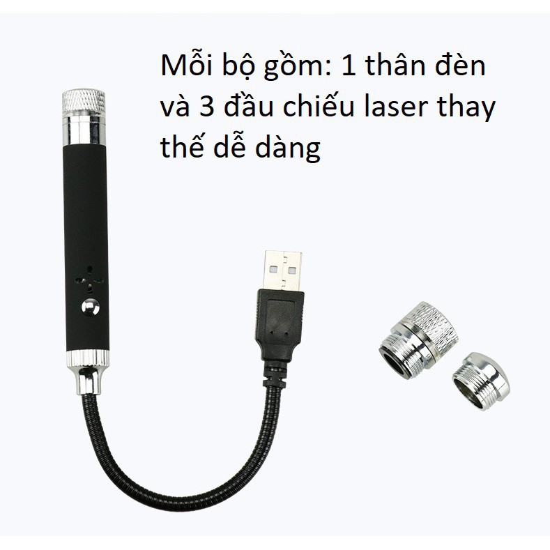 G9❄㍿✑Độ trần sao xe hơi ô tô laser thế hệ mới kèm 3 đầu chiếu thông minh nguồn usb 5-12v phong cách club thời thượng