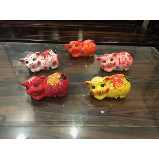 Lợn đất tiết kiệm mini sứ dáng dài Bát Tràng 19x10x10cm
