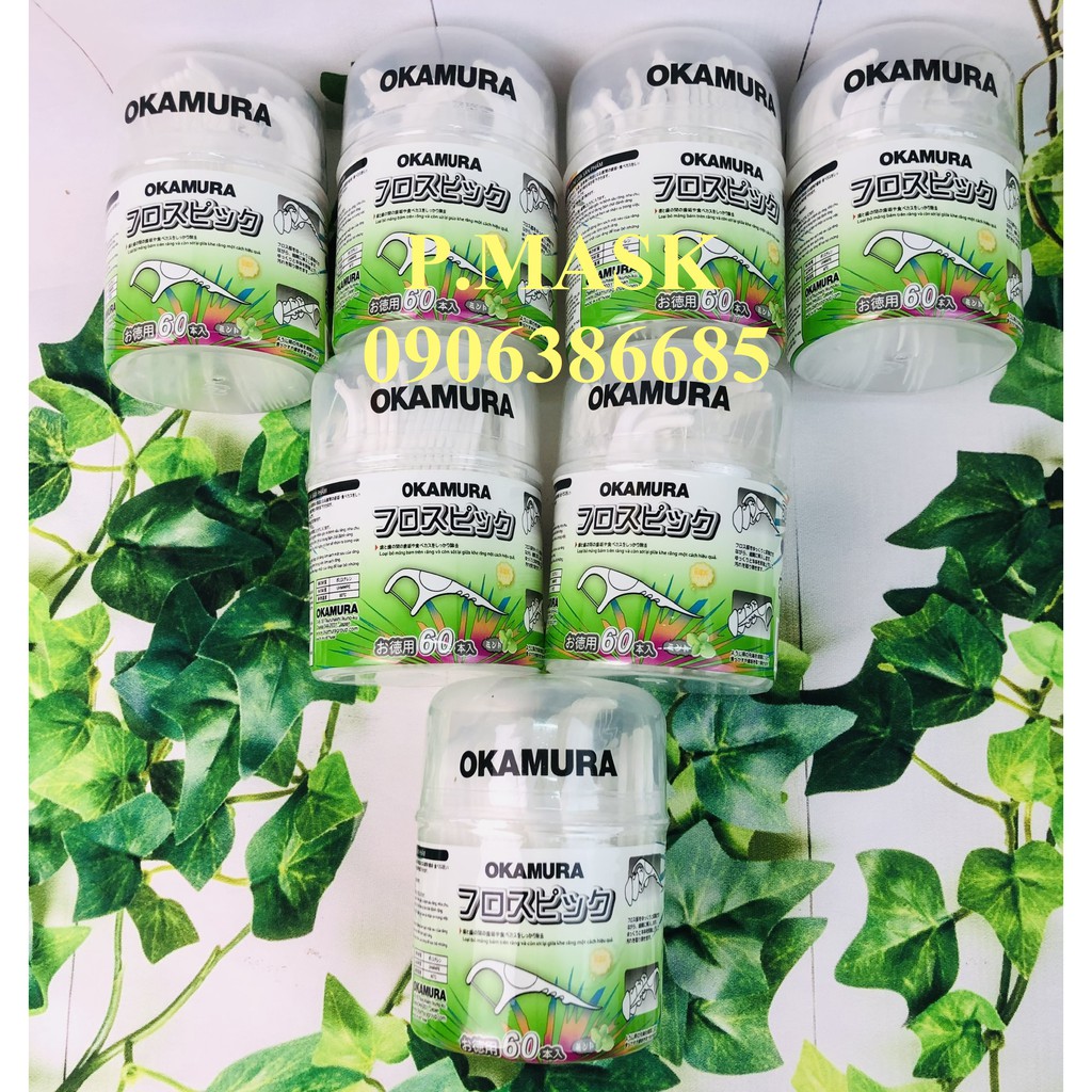 Hộp tăm chỉ kẽ AH-OK ( 60 cây/ hộp ) - Tăm chỉ nha khoa Okamura chất lượng Nhật Bản