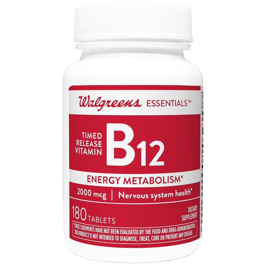 [DATE 8/2022] Vitamin B12 2000mcg Walgreens Tablets 180 VIÊN ( TT NATURE MADE )