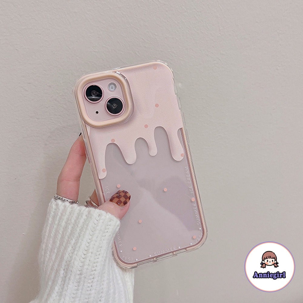 Ốp điện thoại TPU mỏng chống sốc mềm họa tiết kem hồng tan chảy thích hợp cho iPhone 14 13 12 11 Pro Max X Xs Max XR 8 7 Plus
