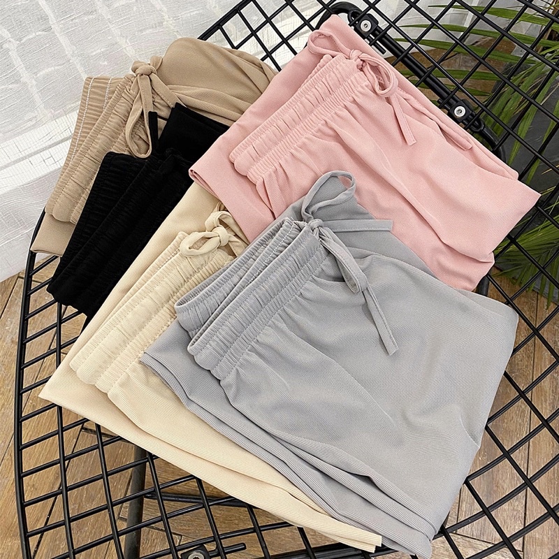 Quần ống rộng nữ thun tăm hack dáng siêu mát