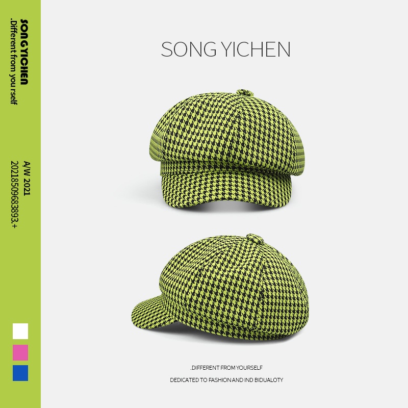 Nón Beret Họa Tiết Caro Thời Trang Hàn Quốc