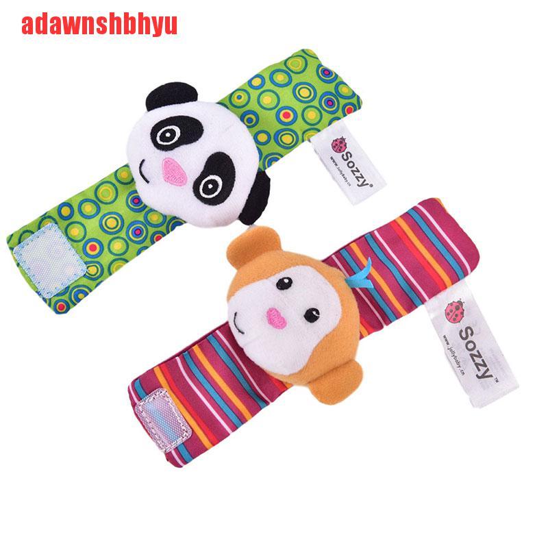 [adawnshbhyu]Sozzy Cute 2-piece Soft Baby Toy Wristband Cartoon Animal Plush BellRing Bell