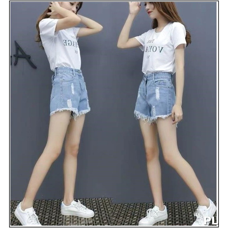 Quần short jean nữ LAI TUA BẦU RÁCH NHỎ 4 THỜI TRANG L2-4