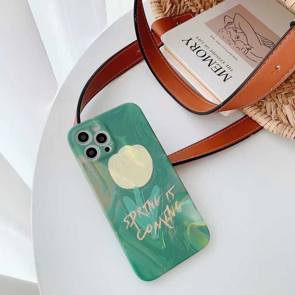 iPhone 12 green csae or Tulip pattern for iPhone 7 7plus 8 8Plus SE2 11 11PRO 11PROMAX 12MINI 12PRO 12PROMAX X XR XS XSMAX tpu soft case