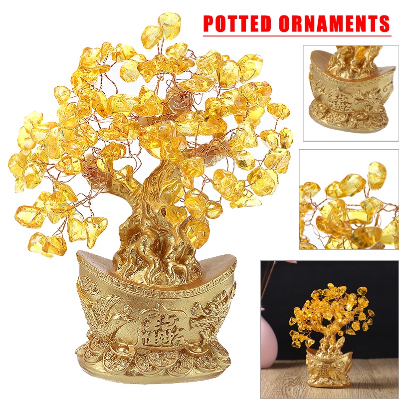 Đá Thạch Anh Vàng May Mắn Trang Trí Cây Tài Lộc Tài Lộc Tài Lộc