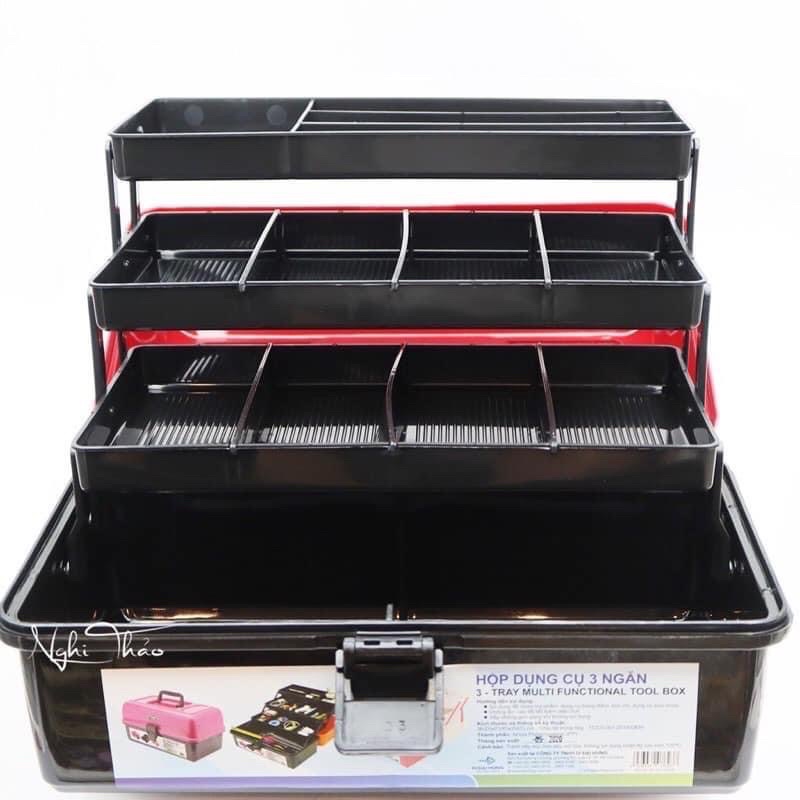 Cốp vải 2 tầng nhiều ngăn đựng đồ nail mi trang điểm siêu đẹp tiện