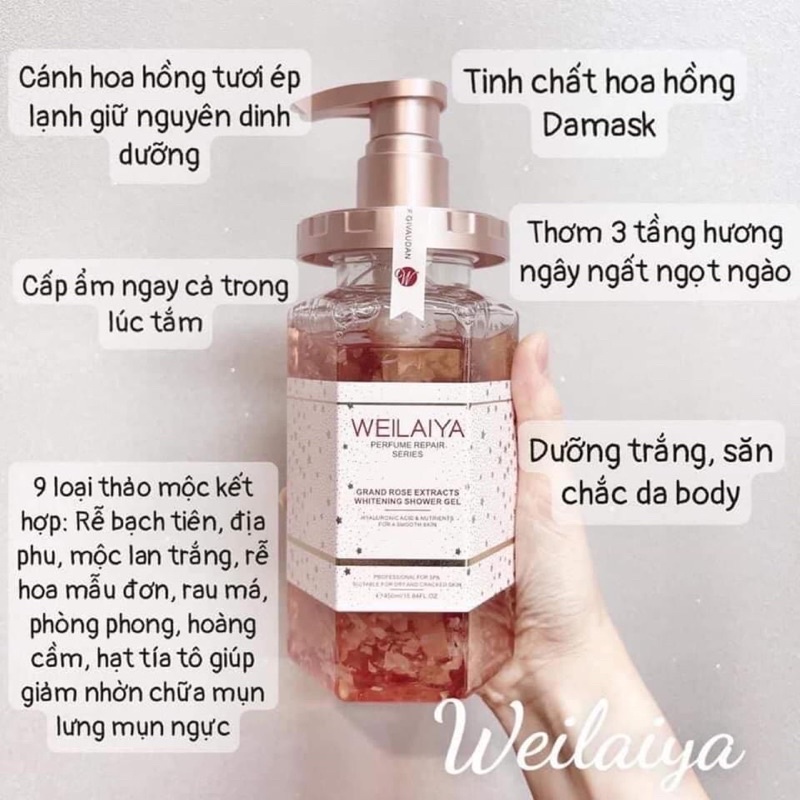 Sữa tắm hoa hồng Damask Weilaiya 450ml