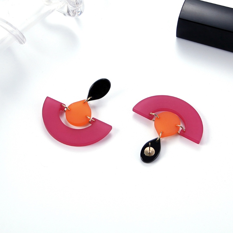 Cặp Bông Tai Dài Hình Bán Nguyệt Nhiều Màu Sắc Cá Tính