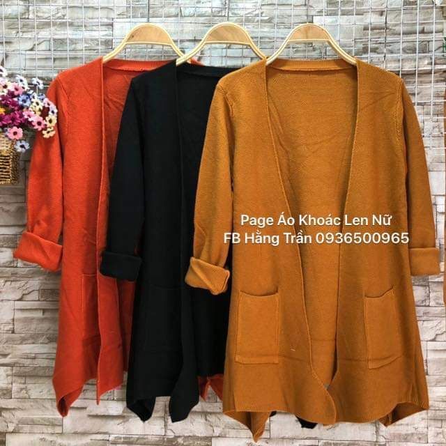 Nhập mã giảm giá Áo khoác len cardigan form dài vạt xéo from dễ phối đầm hoặc váy .