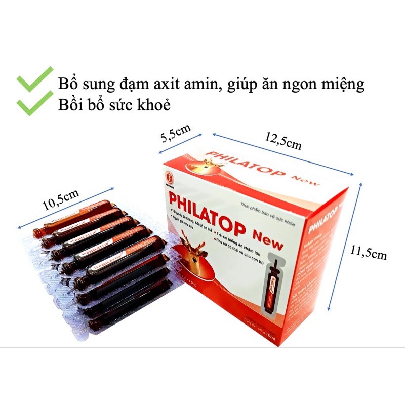 PHILATOP con hươu ống nhựa 10ml - hộp 20 ống - dùng cho trẻ biếng ăn, chậm lớn, người già, tăng sức đề kháng