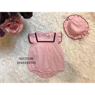 Bộ bé gái body kèm mũ màu hồng combo3bo