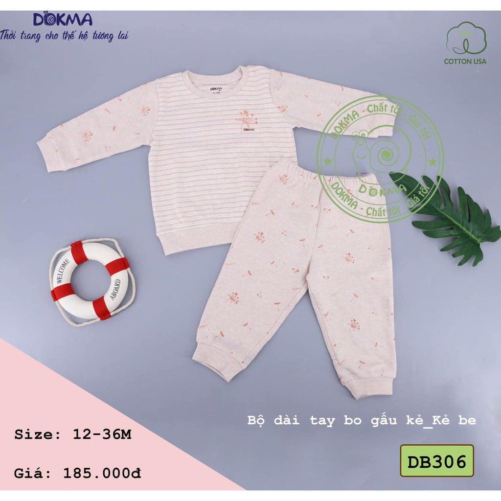 DB306 Bộ quần áo dài tay bo gấu Dokma chất nỉ nhung