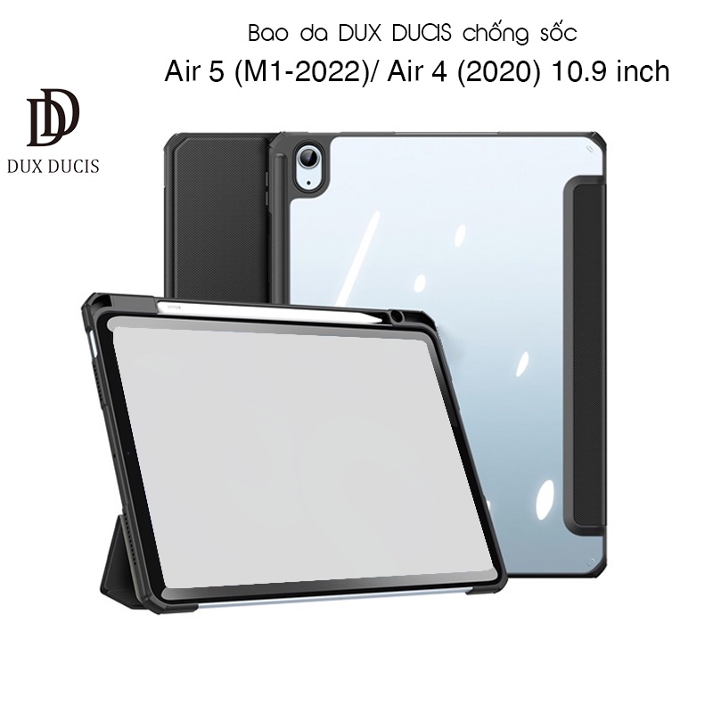 Bao da DUX DUCIS iiPad Air 5 (M1-2022)/ Air 4 (10.9 inch-2020) (TOBY SERIES) - Có Khay Đựng Bút - Đen