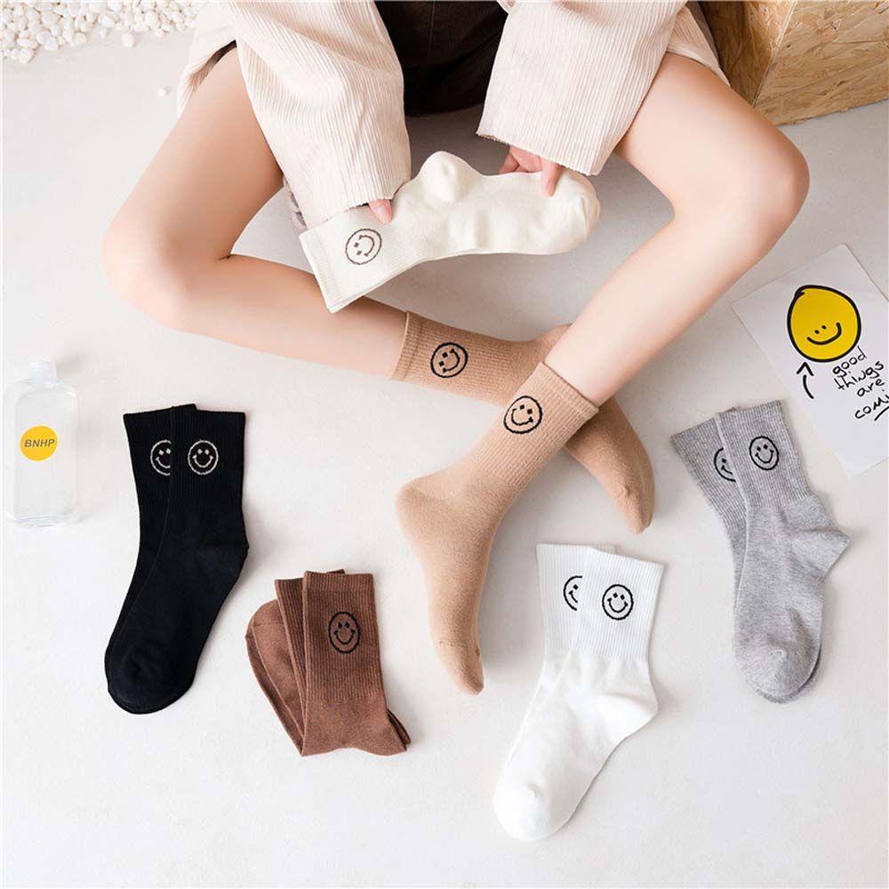 Aaron1 Đôi Vớ In Hình Mặt Cười Dễ Thương Dành Cho Nữ