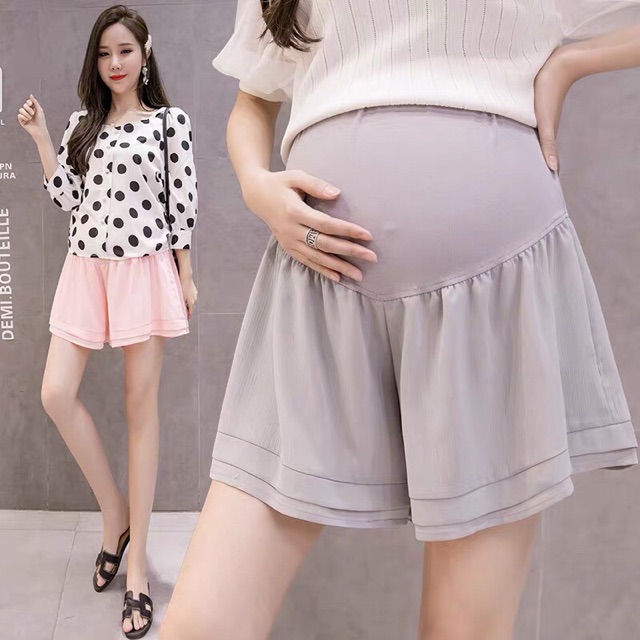 🤰quần short voan ống rộng bà bầu( hàng quảng châu)