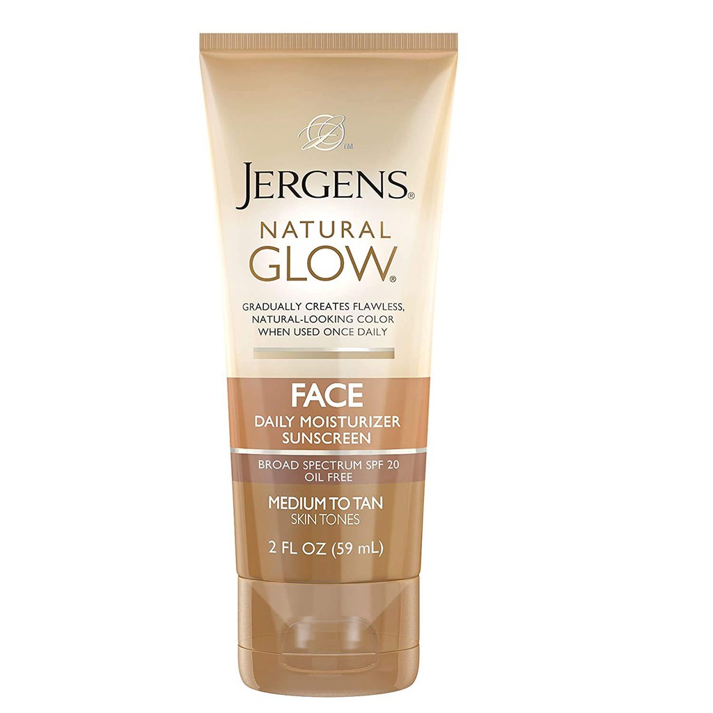 Lotion cho mặt da nâu nâng tông da Jergens Natural Glow SPF 20 Face Moisturizer