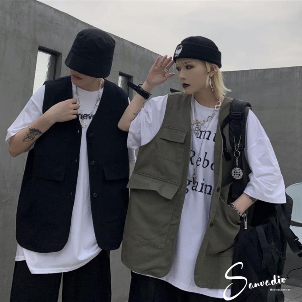 Áo gile SANVADIO unisex form rộng Gile Basic Tea nam nữ oversize phong cách ulzzang GL21 Xịn