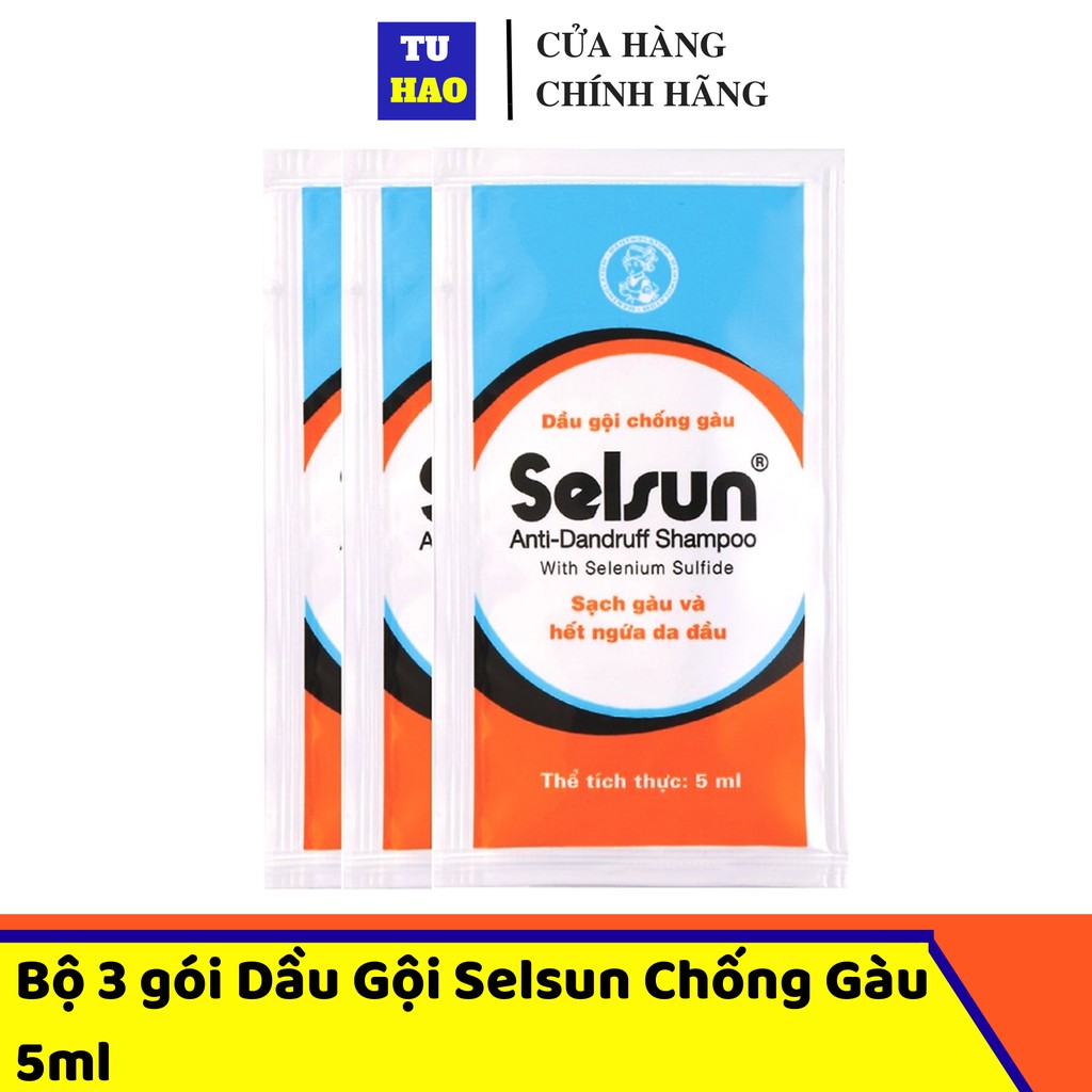 ✅(CHÍNH HÃNG) Bộ 3 gói dầu gội chống gàu dùng thử Selsun 5ml