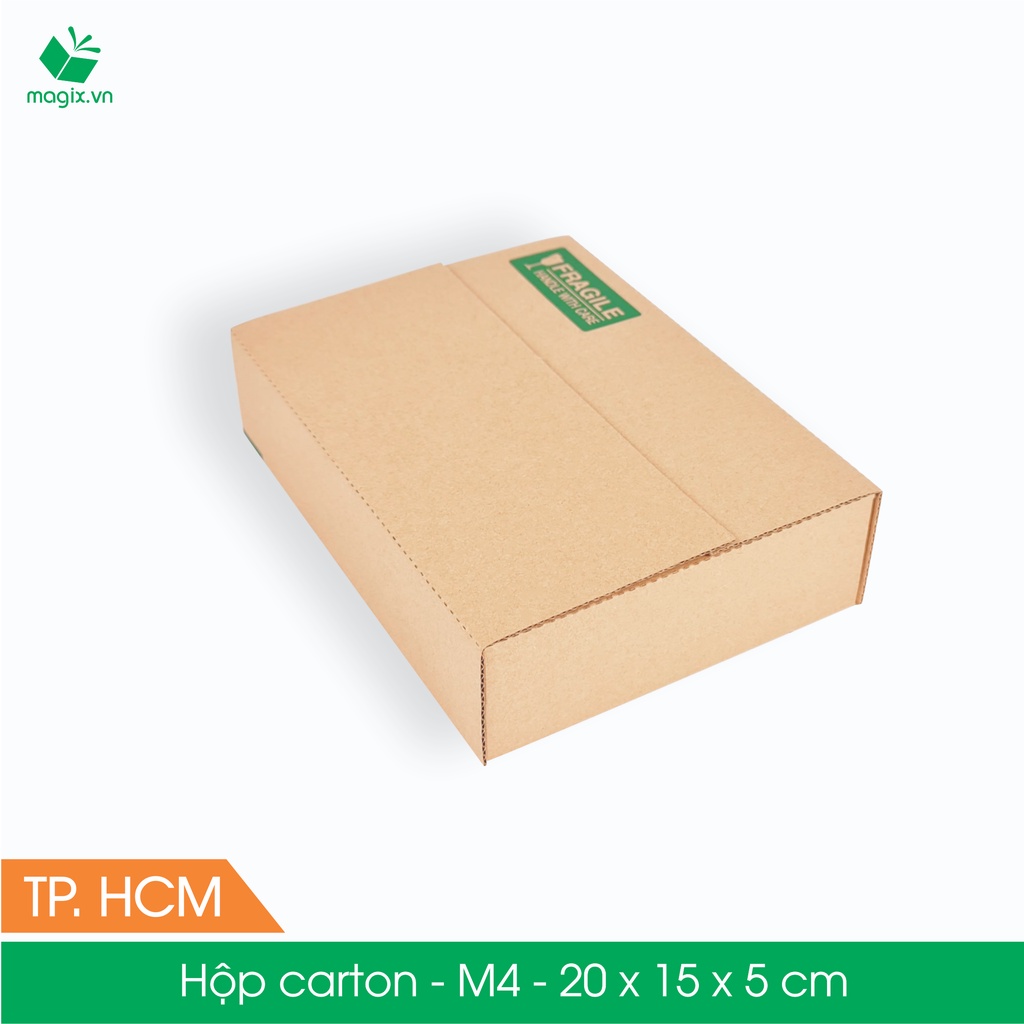 M4 - 20x15x5 cm - 50 Thùng hộp carton đóng hàng + tặng 25 decal HÀNG DỄ VỠ