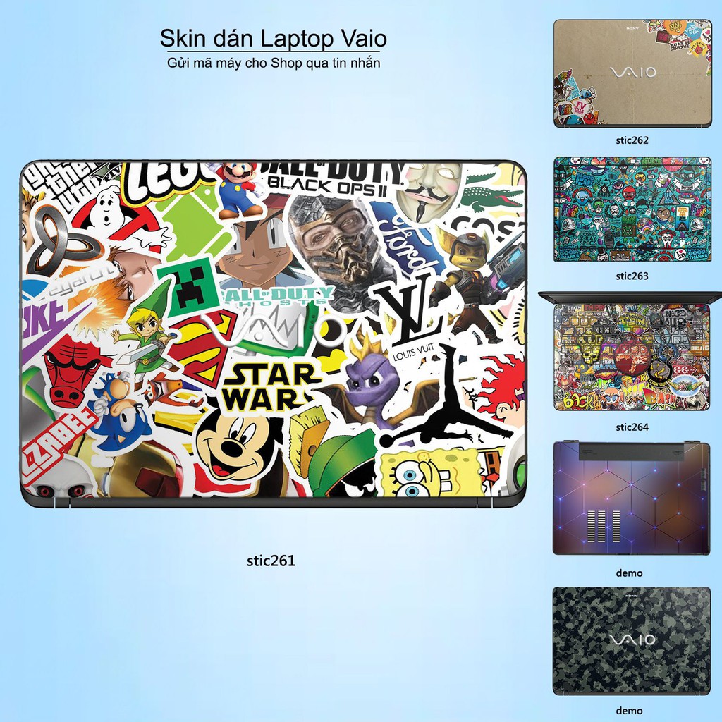 Skin dán Laptop Sony Vaio in hình sticker bomb _nhiều mẫu 2 (inbox mã máy cho Shop)