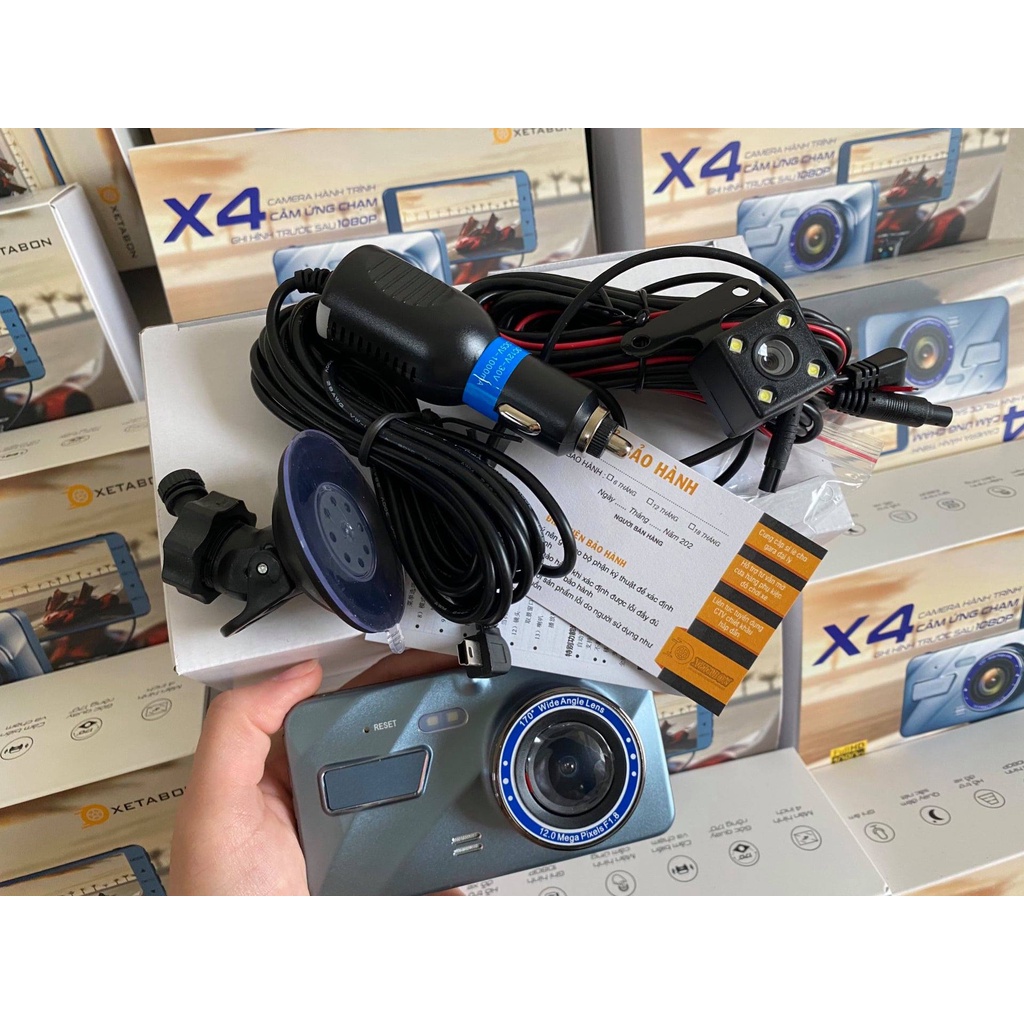 CAMERA HÀNH TRÌNH X4 FULL BOX - MÀN CẢM ỨNG CAM TRƯỚC SAU + TÍCH HỢP CAM LÙI XETABON | BigBuy360 - bigbuy360.vn