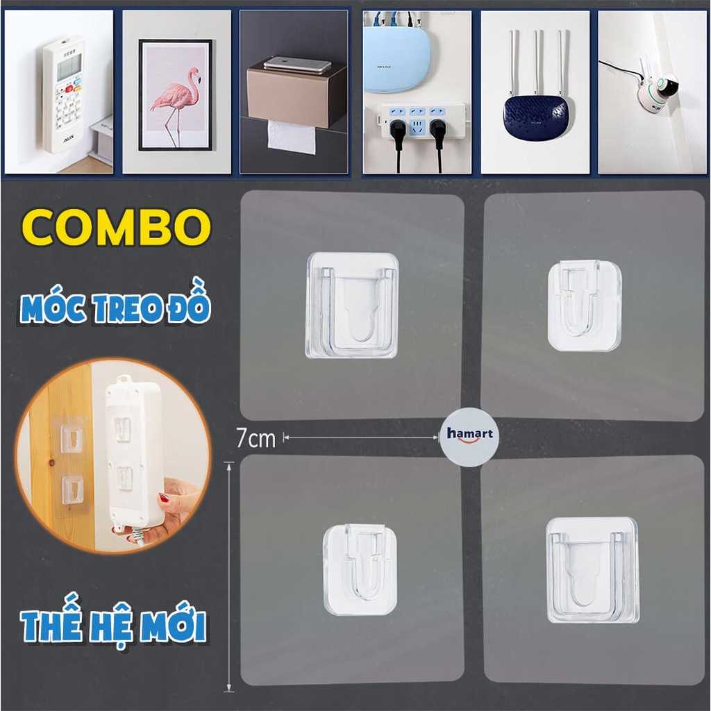 COMBO 2 Bộ Móc Treo Đồ Đa Năng 7x7 Dán Tường Treo Tranh Ảnh Siêu Chắc Tiện Lợi