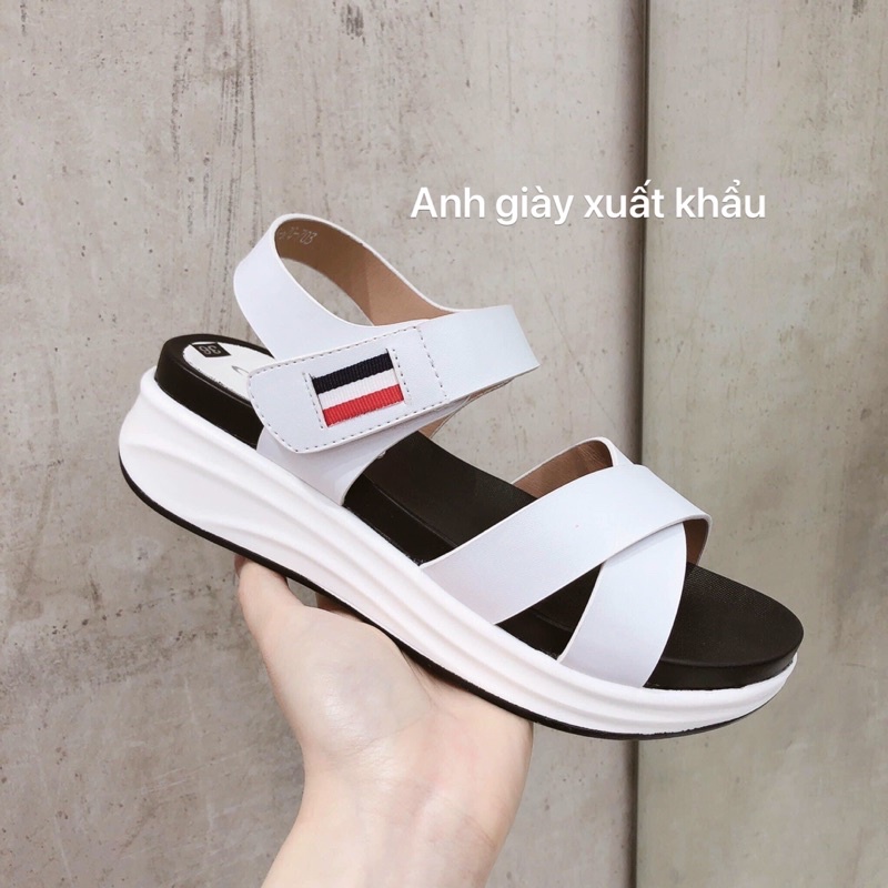 SD20 - Sandal xuồng bằng 5p quai cheo da lì mềm đế kháng nước siêu bền Việt Nam xuất khẩu