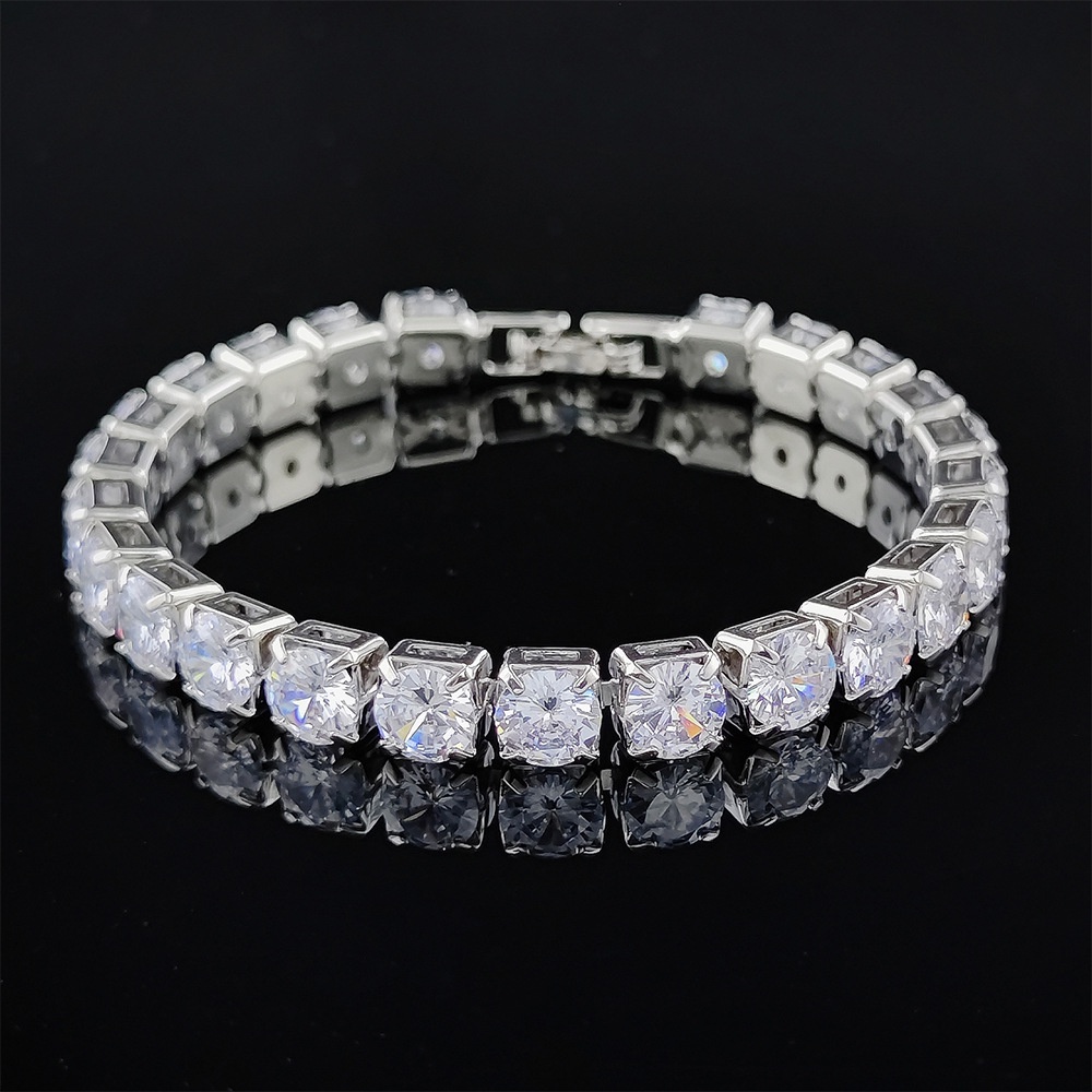 Vòng Tay Tennis Đính Đá Zircon Màu Vàng Hồng Cho Nữ