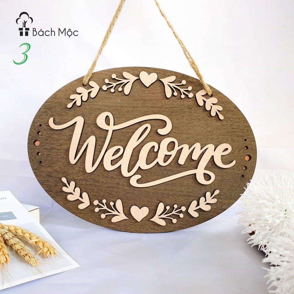Bảng gỗ chữ Welcome treo tường độc đáo