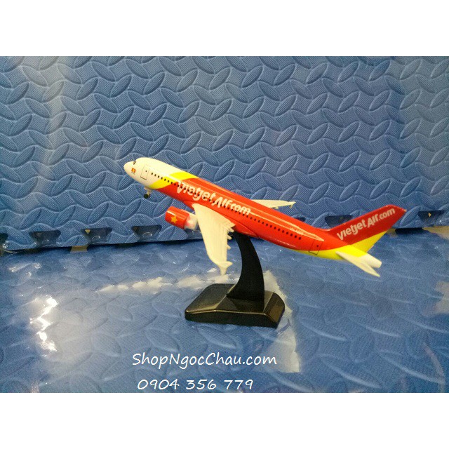 Mô hình máy bay tĩnh Airbus A320 Vietjet Air 20cm có bánh xe