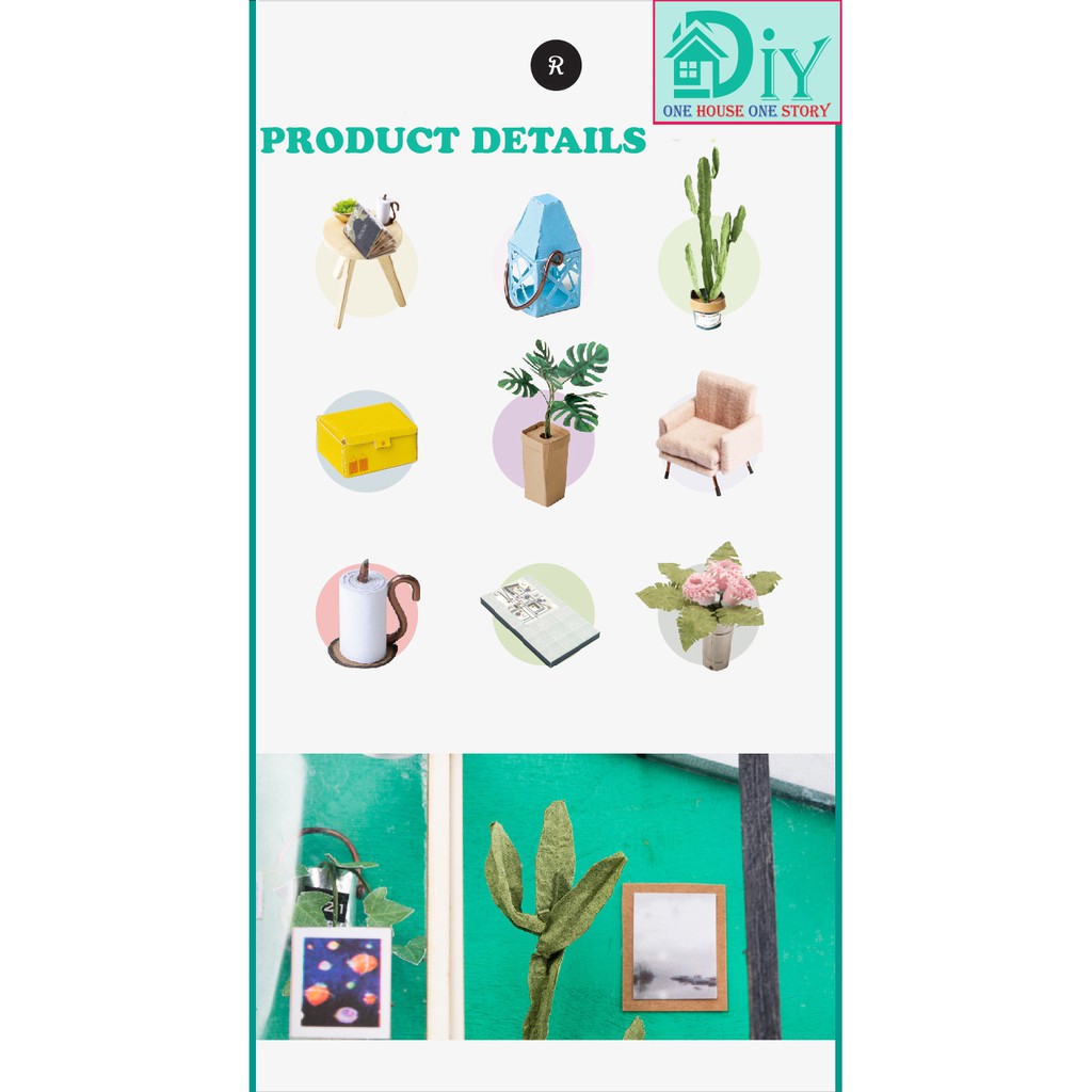 Nhà búp bê tự lắp ráp bằng gỗ DIY BALCONY DAYDREAMING mã DGM05   - Quà tặng giáng sinh tự làm