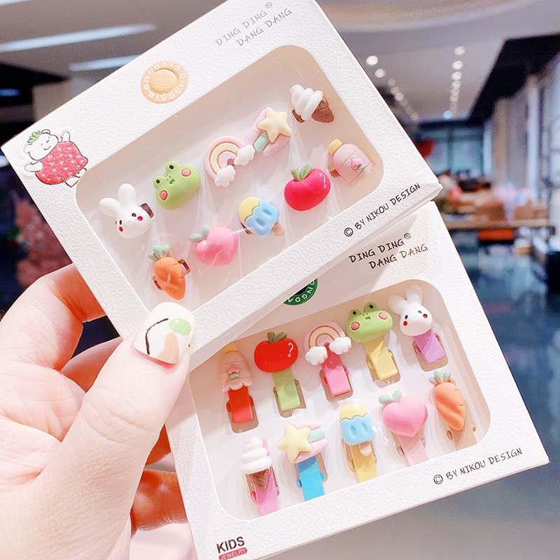 Set 10 Kẹp Tóc Hình Động Vật Dễ Thương Cho Bé Gái