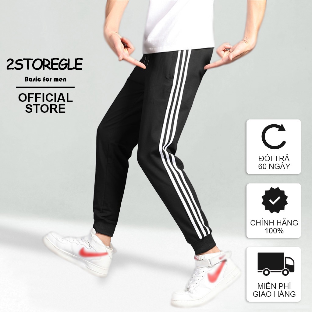 Quần Thể Thao Đen 2STOREGLE Ống Ôm Slim Fit Chất Mịn Đẹp Co Giãn Nhẹ