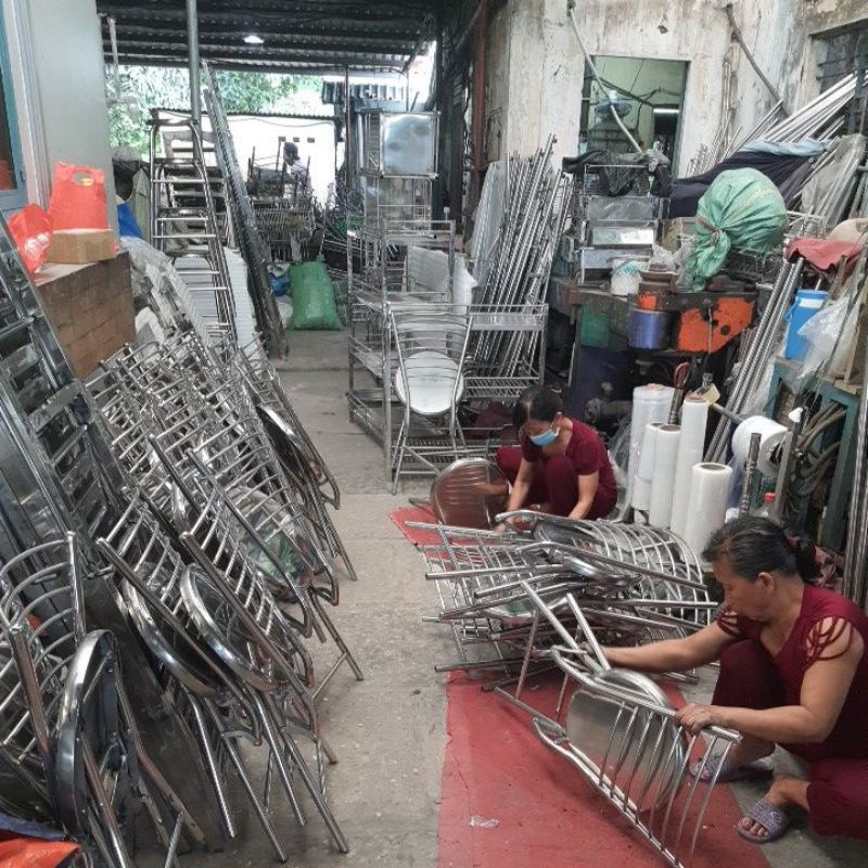 Ghế xếp inox có lưng dựa , cao lên mặt 30cm/50cm . Hàng chất lượng dày 1mm toàn bộ