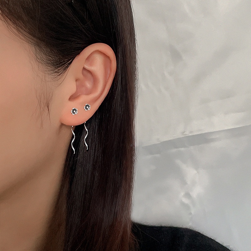 (0673) Khuyên Tai Hoa Nụ Rủ Thanh Lịch Phong Cách Hàn Quốc