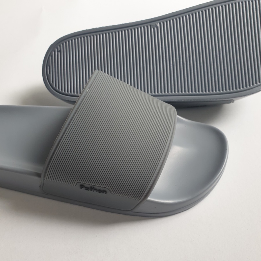 Dép nam nữ quai ngang slipper Pathon quai PVC và đế PU xám quai xám Mẫu SD66