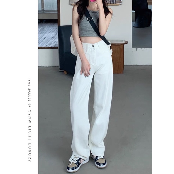 Quần Jeans Trắng Ống Suông
