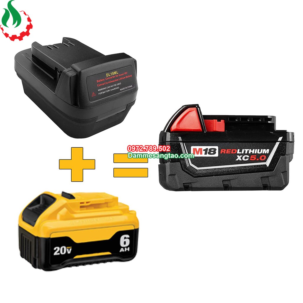 Đế chuyển pin dewalt 18V sang máy milwaukee 18V