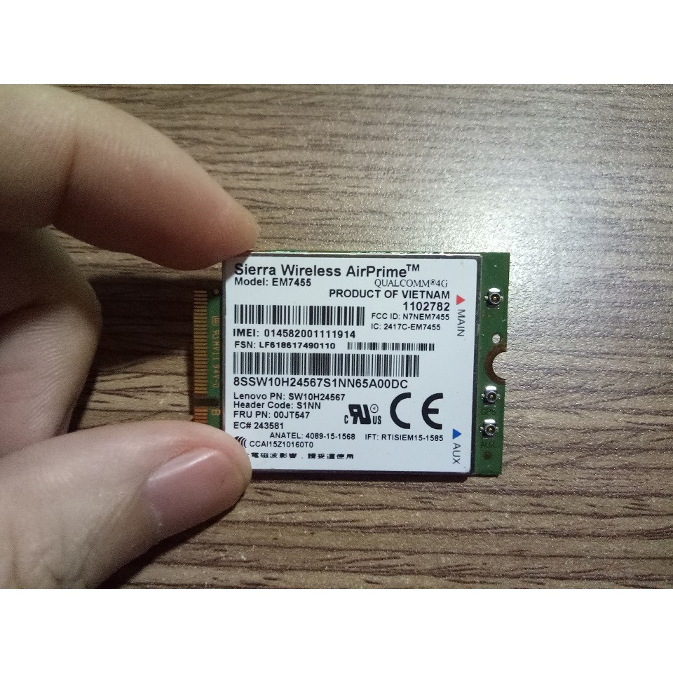 Card wwan 4G Lenovo EM7455 Sierra FRU 00JT547 LTE dùng cho Thinkpad L460 L560 P50 P70 T460 T460S T560 X1 YOGA X260